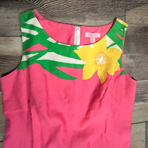 Lilly Pulitzer Pink Floral Shift Dress Women's Sleeveless Size 0 - Picture 3 of 12